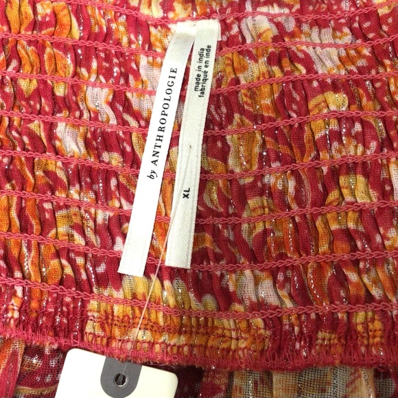 Womens NWT sleeveless red & orange print ANTHROPOLOGY jumpsuit / size XL - Picture 5 of 6